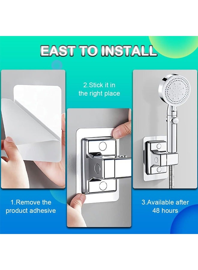 Shower Head Holders, Universal Shower Head Plastic Handheld Showerhead Bracket Adjustable Bracket Wall Mount for Bathroom with Adhesive Stick  - Image 3
