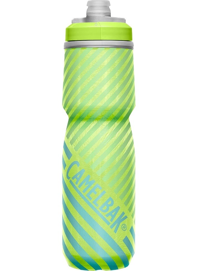 Camelbak Podium Chill Water Bottle, 24 oz Capacity, Lime/Blue Stripe - Image 1