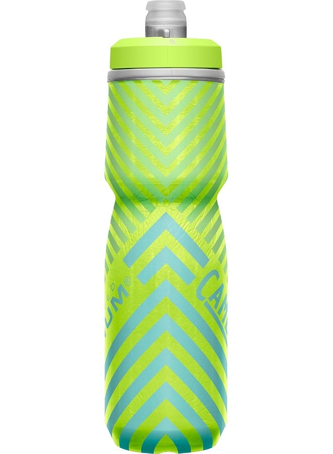 Camelbak Podium Chill Water Bottle, 24 oz Capacity, Lime/Blue Stripe - Image 3