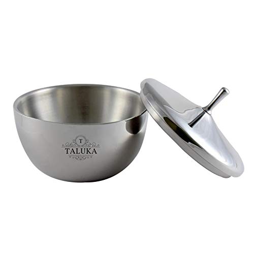 Taluka Stainless Steel Round Double Wall Mirror Polish Serving Bowls with Designer Knob Lid 17Cm Silver - Image 2