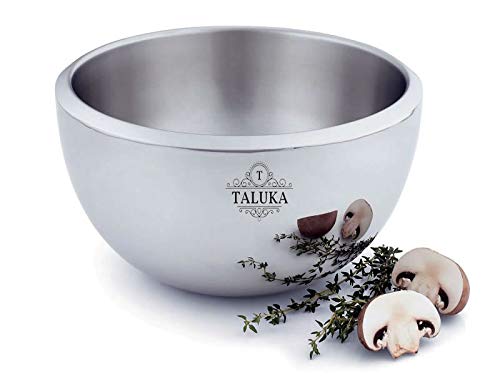 Taluka Stainless Steel Round Double Wall Mirror Polish Serving Bowls with Designer Knob Lid 17Cm Silver - Image 5