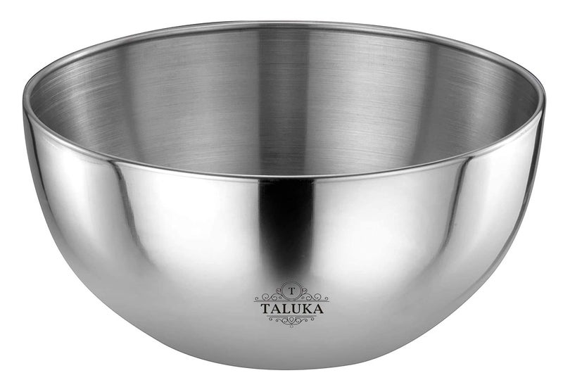 Taluka Stainless Steel Round Double Wall Mirror Polish Serving Bowls with Designer Knob Lid 17Cm Silver - Image 3