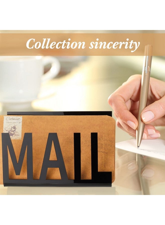 Nezyo Desktop Mail Letter Holder 3 Pieces Black Bills Organizer Modern Cutout Envelope Holder Acrylic Desk Mail Organizer Envelope Design Mail Holder For Desk Desktop Mail Sorter For Home And Office - Image 4