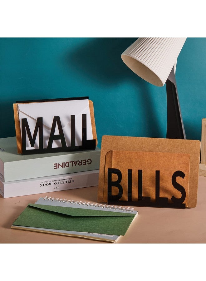 Nezyo Desktop Mail Letter Holder 3 Pieces Black Bills Organizer Modern Cutout Envelope Holder Acrylic Desk Mail Organizer Envelope Design Mail Holder For Desk Desktop Mail Sorter For Home And Office - Image 5