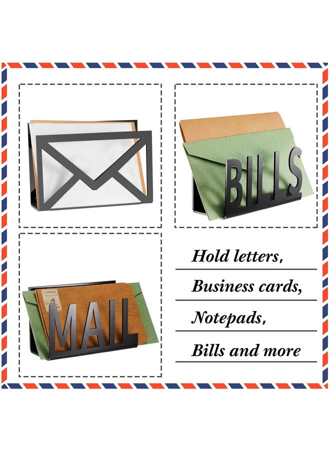 Nezyo Desktop Mail Letter Holder 3 Pieces Black Bills Organizer Modern Cutout Envelope Holder Acrylic Desk Mail Organizer Envelope Design Mail Holder For Desk Desktop Mail Sorter For Home And Office - Image 3