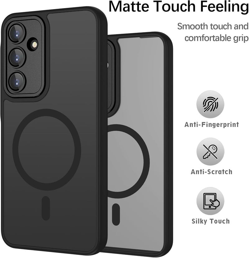 Grabist Phone Case For Samsung Galaxy A15, Full Camera Protection with lens, Compatible with Magsafe, Translucent Matte, Shockproof Protective Case (Black) - Image 2