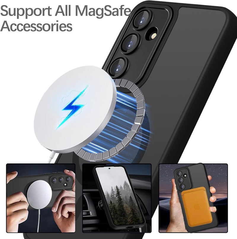 Grabist Phone Case For Samsung Galaxy A15, Full Camera Protection with lens, Compatible with Magsafe, Translucent Matte, Shockproof Protective Case (Black) - Image 5