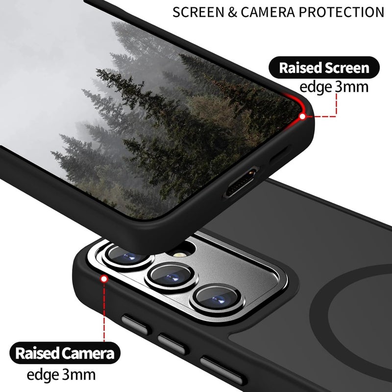 Grabist Phone Case For Samsung Galaxy A15, Full Camera Protection with lens, Compatible with Magsafe, Translucent Matte, Shockproof Protective Case (Black) - Image 4