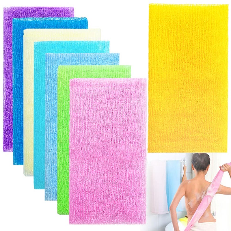 Cshangzei 8Pcs 35 Inch Exfoliating Bath ClothSkin Bath Wash TowelNylon Shower Washcloth Body Scrubber Loofah for Women and Men