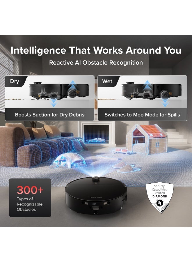 roborock Saros 20 Flow Robot Vacuum and Mop, 36,000Pa Ultra-Thin Robot Vacuum Cleaner, Heat Drying and 212°F Self-Cleaning Roller Mop with 15mm Auto-Lift, 3.46in Double-Layer Threshold, 300+ Obstacle Avoidance, Zero Tangling, Intelligent Dirt Detection - Image 5