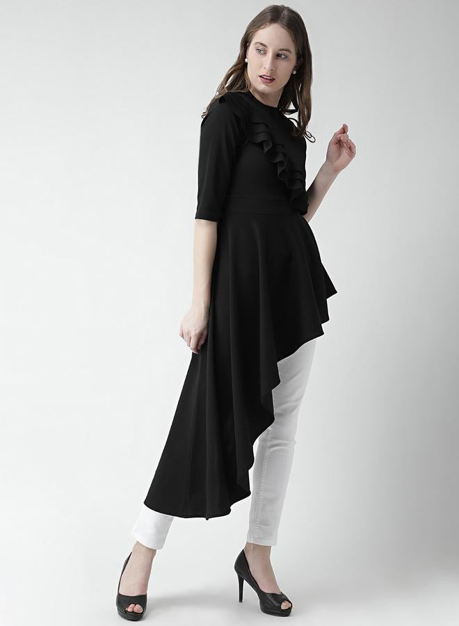 كاجوالي توب كاسوال بتفاصيل مكشكشة وهيم غير متساوٍ - Image 4