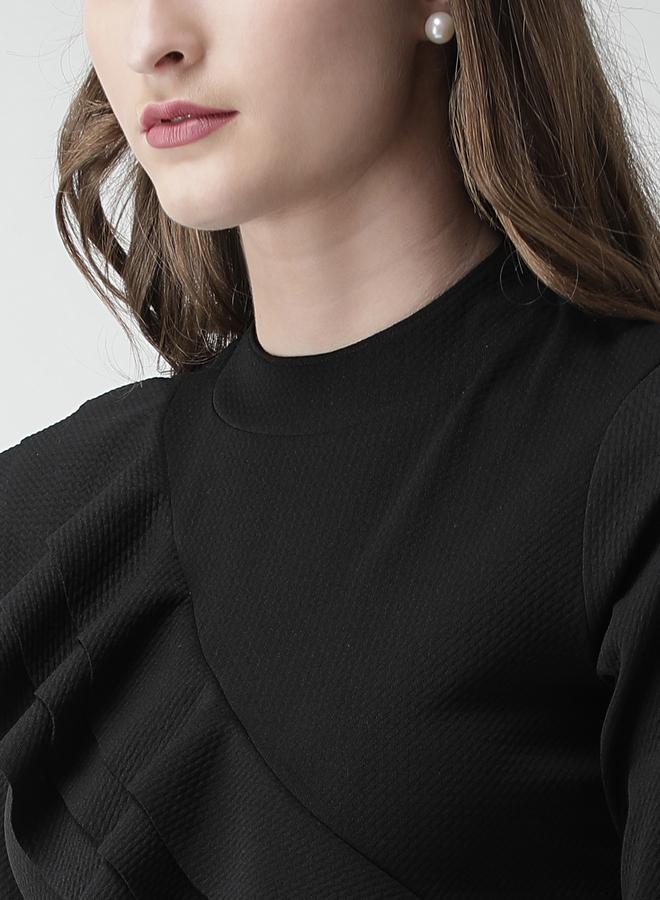 كاجوالي توب كاسوال بتفاصيل مكشكشة وهيم غير متساوٍ - Image 5