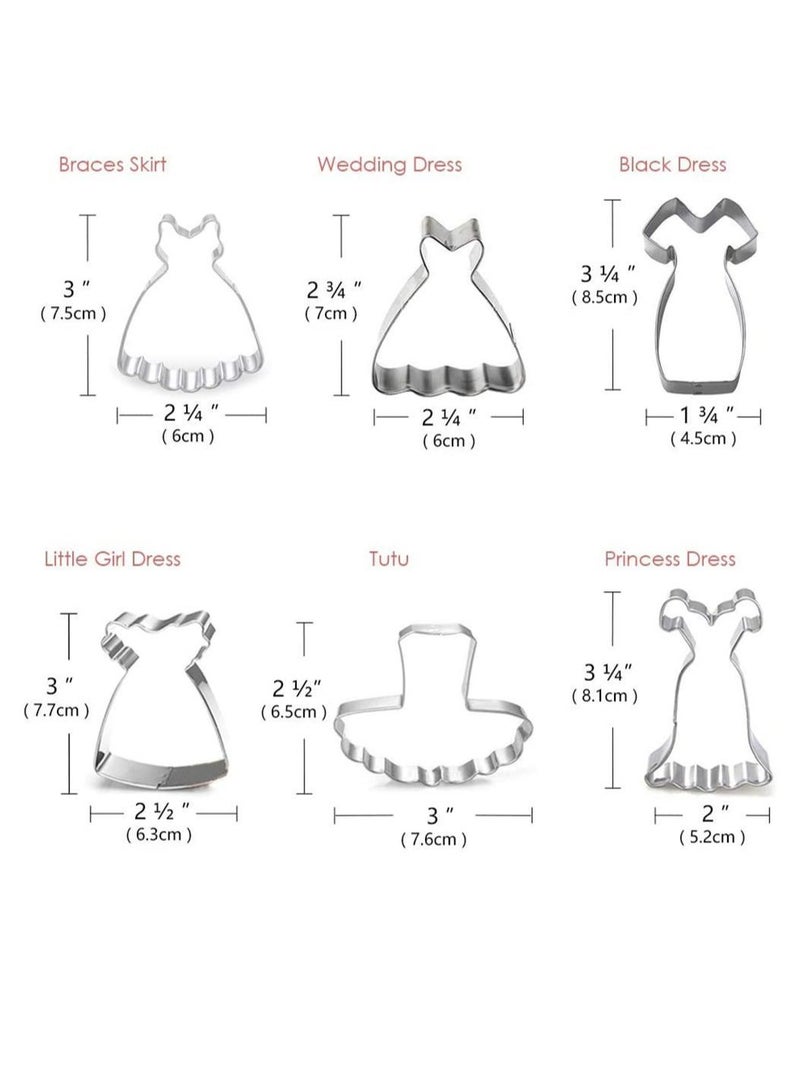 NIBEMINENT 6 Piece Stainless Steel Mini Cookie Cutter Mold Set Dress Shape Cartoon Skirt Baking Design Pastry Cake Fudge Tool - Image 4