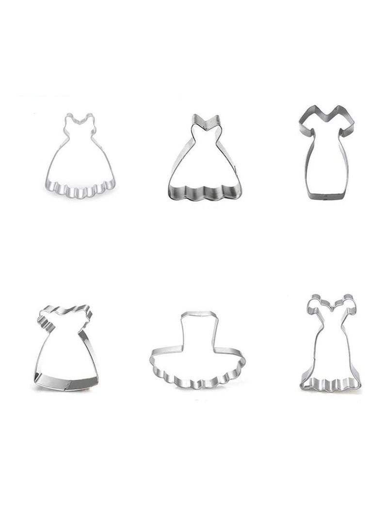 NIBEMINENT 6 Piece Stainless Steel Mini Cookie Cutter Mold Set Dress Shape Cartoon Skirt Baking Design Pastry Cake Fudge Tool - Image 5