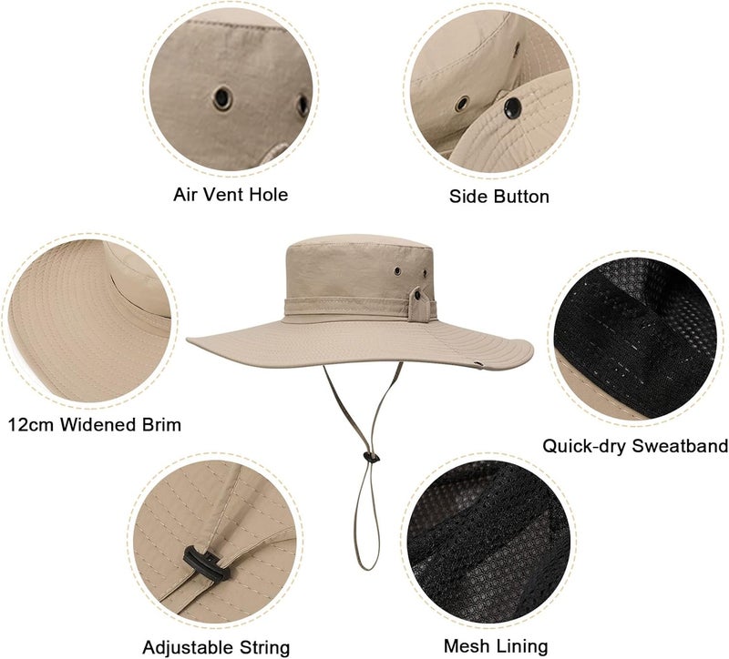 Eacam Sun Hat for Men&Women - Eacam Waterproof 12CM Wide Birm Bucket Hat UV Protection Boonie Hat for Fishing Hiking - Image 4