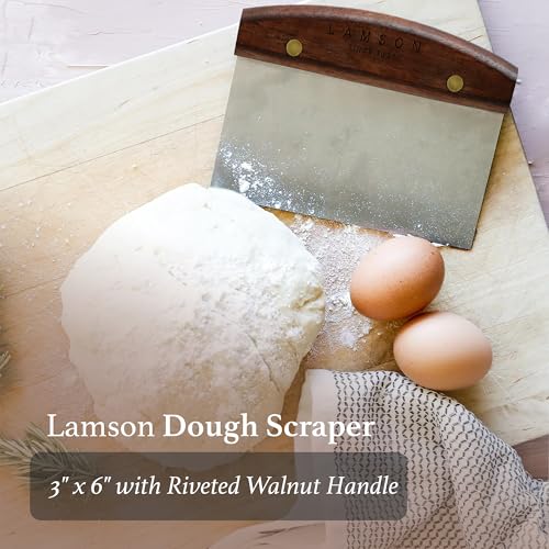 Lamson Kitchen Utensils - 3" x 6" Bench Scraper, High-Carbon Stainless Steel Dough Scraper, Ergonomic Riveted Walnut Handle, Handcrafted, Full-Tang Design, Built to Last - Image 5