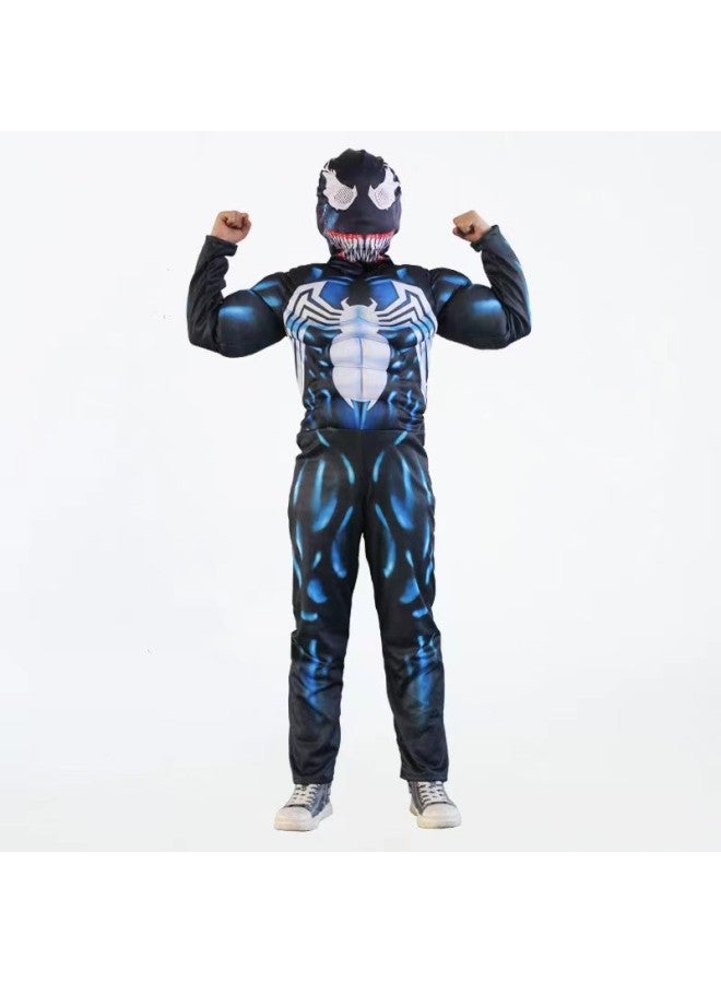Halloween Costume for Baby and Kid Venom muscle suit + hood Size:XS Pretend Play Suit Halloween Dress up Party costume for girls and boys - Image 1