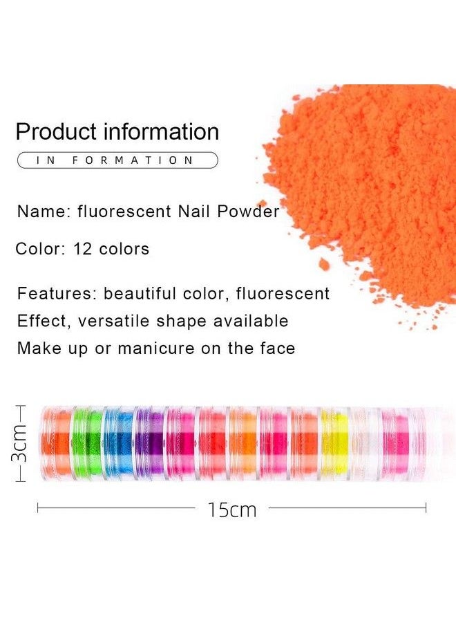MAJOR DIJIT Neon Phosphor Pigment Powder Set Fluorescent Nail Glitter Eye Powder Manicure Decoration Nail Art Dust Pigment Paillettes (C)  - Image 5