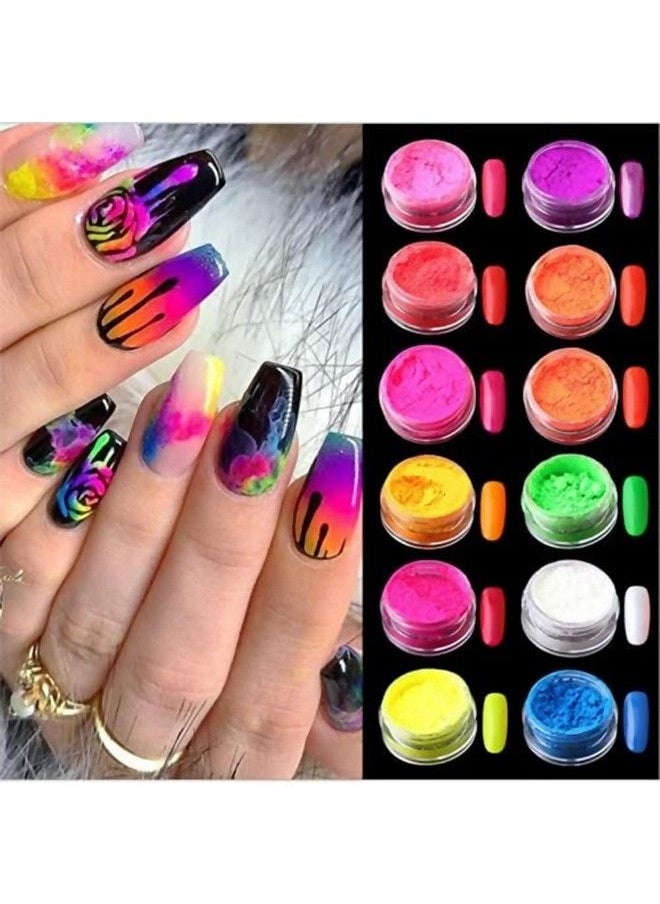 MAJOR DIJIT Neon Phosphor Pigment Powder Set Fluorescent Nail Glitter Eye Powder Manicure Decoration Nail Art Dust Pigment Paillettes (C)  - Image 2