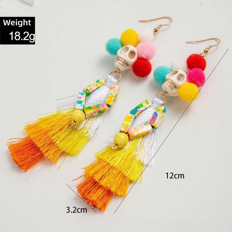 European and American cross-border funny skull fluffy pearl earrings personality creative Halloween flower  earrings - Image 4