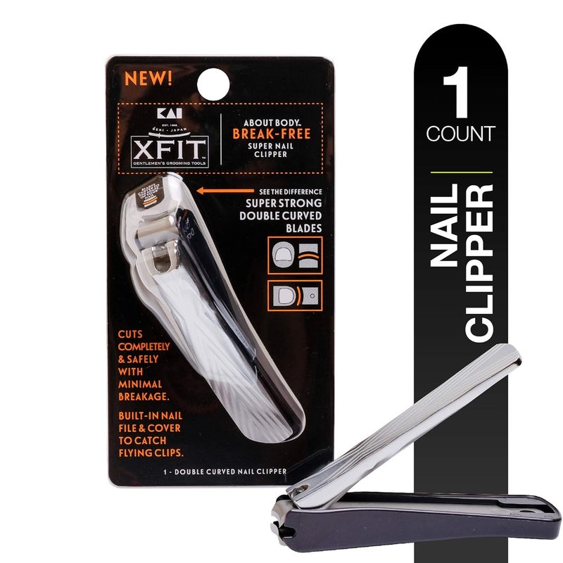 About Face Kai About Body Xfit Break-Free Super Nail Clippers; 1 Double-Curved Nail Clipper; Nail Clippers for Men, Toenail & Fingernail Clippers with Super Strong Blades for Thick Nails 