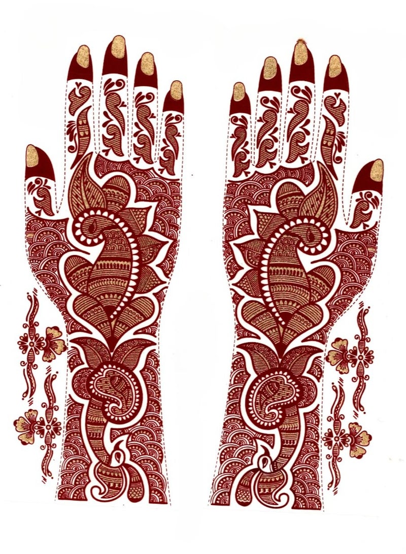 مملكة الإكسسوارات ملصق وشم حناء لليدين من أكسسورايز كينغدوم | وشم حناء مؤقت مقاوم للماء | فن الجسد للنساء والفتيات (AKM48) - Image 1