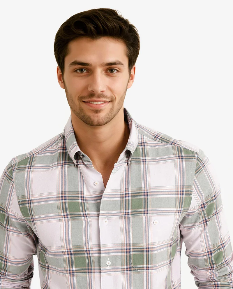 Rare Rabbit Men's Matt Oxford Check Cotton Shirt