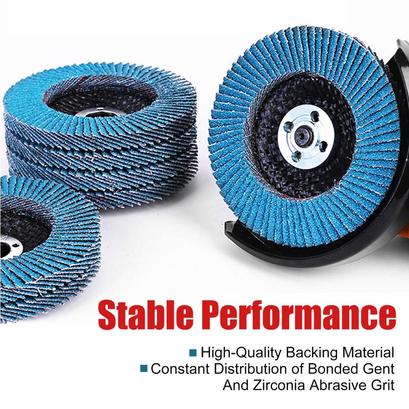 EZARC Flap Disc 20 Pack, 4.5" x 7/8", T29 Zirconia Abrasive Grinding Wheel, 40/60/80/120 Assorted Grits Flap Sanding Disc for Metal, Stainless Steel - Image 3