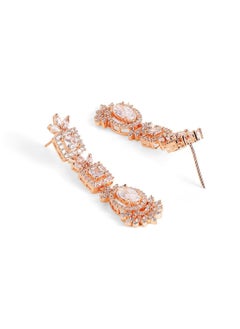 Priyaasi Rose Plated American Diamond Layered Necklace  Earrings  - Image 4