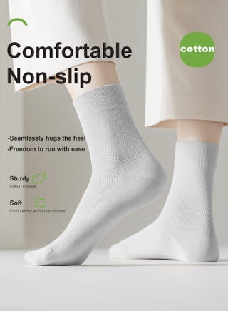 Women's Breathable Mesh 100% Cotton Mid-Crew Socks 8-Pack - Antibacterial Odor-Resistant with Seamless Toe & High Elasticity - view 3