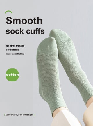 Women's Breathable Mesh 100% Cotton Mid-Crew Socks 8-Pack - Antibacterial Odor-Resistant with Seamless Toe & High Elasticity - view 4