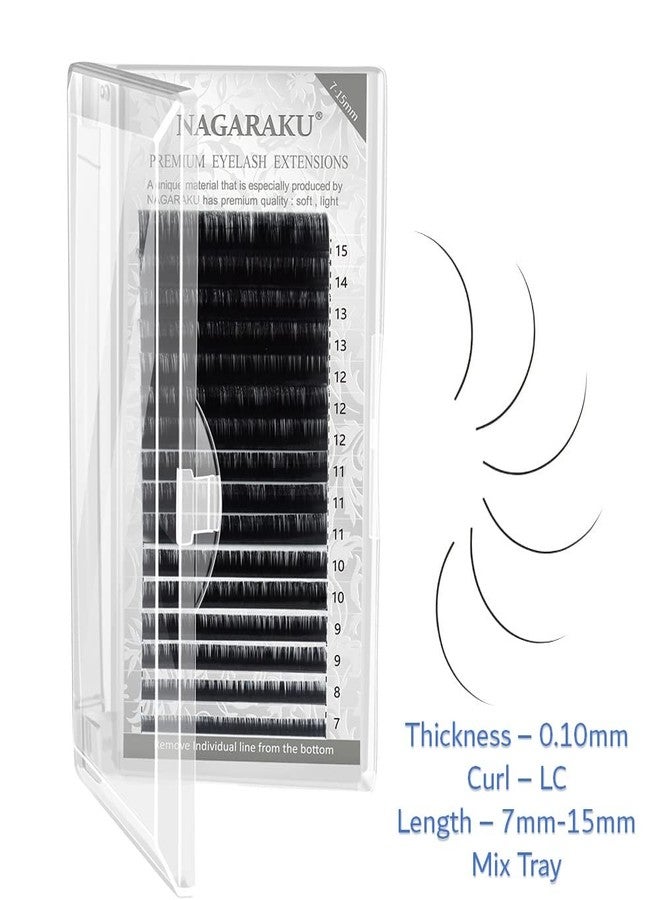 NAGARAKU Eyelash Extensions Individual Lashes 0.10 LC curl 7-15mm Mix Tray Classic Matte Black Soft Natural 16 rows lash extensions - Image 2