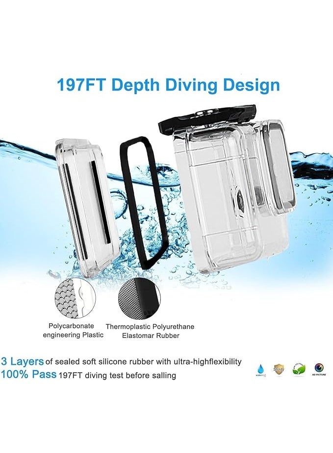 FitStill 60M/196FT Waterproof Case for Go Pro Hero 13/12/11/10/9 Black, Protective Underwater Dive Housing Shell with Bracket Accessories - Image 5