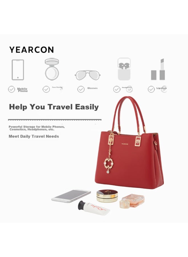 YEARCON Yierkang Birthday Gift Large Capacity Tote Bag Soft Surface Mom Bag Wedding Bag Ladies Handbag S2w28094-956 Wine Red - Image 5
