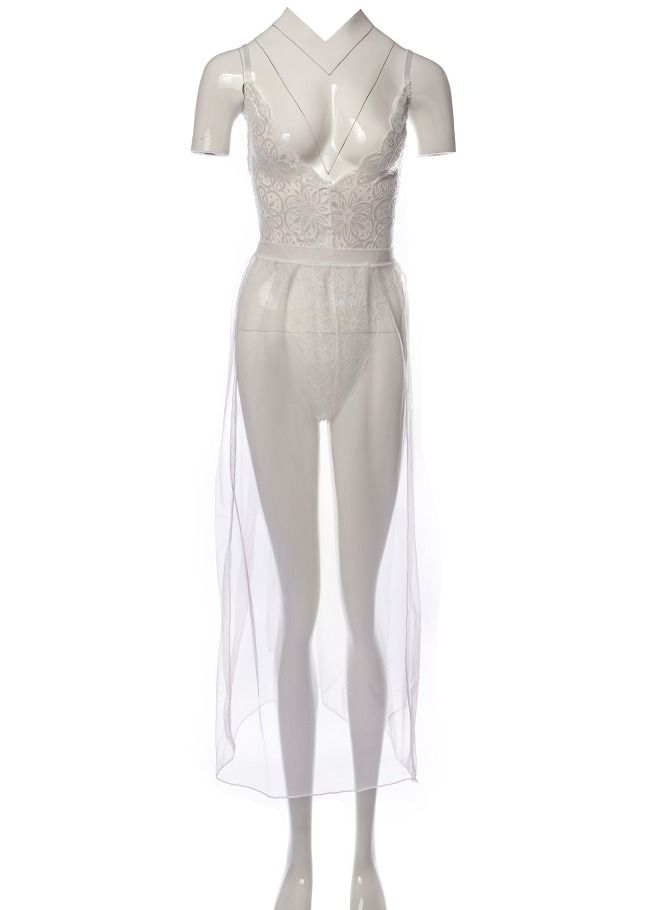 2-Piece Bobysuit Mesh Skirts Lace Lingerie Set  - Image 1