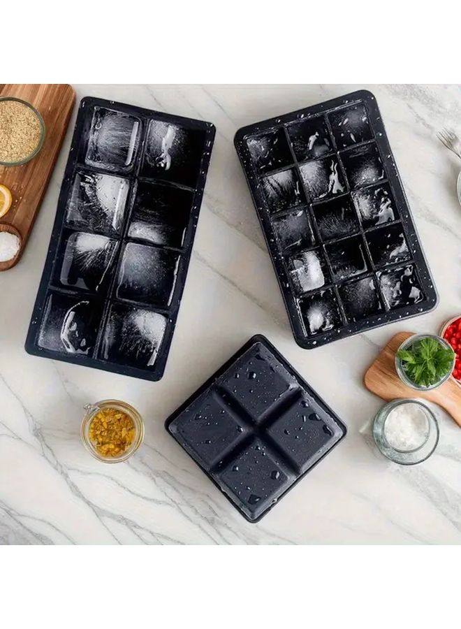 Black 8 Grid Silicone Ice Cube Tray With Easy Release Square Ice Mold For DIY Frozen Beverages Juice Cubes Cocktail Prep RV Refrigerators Home Kitchen Bar Outdoor Entertaining - Image 5
