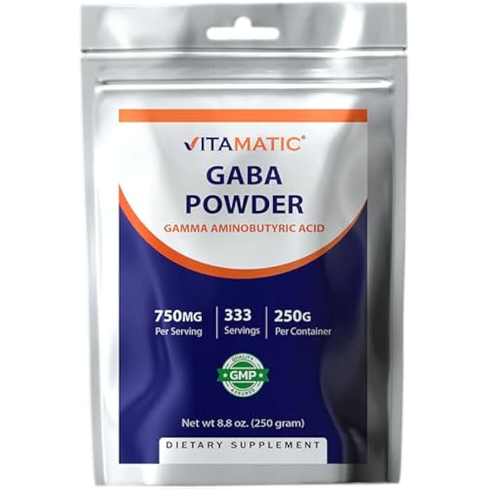 Vitamatic Gamma Aminobutyric Acid Powder 750 mg per Serving - 250 Grams - Also Called GABA - 333 Servings - Image 1
