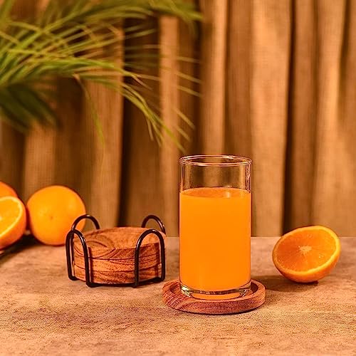 SYSI HOME Wooden Tea Coasters Set for Dining Table Decor Accessories - Coster Set for Office Table-Durable and Long-Lasting, Premium Finish, (Squre Holder) - Image 1