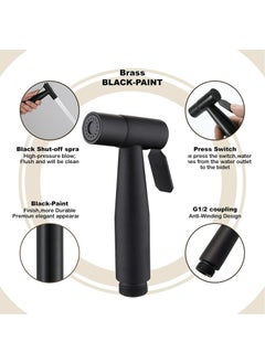 Zibuyu ZIBUYU® Jet Spray for Toilet, Handheld Toilet Jet Spray Stainless Steel Easy Grip, Leak Proof, Bathroom Shower Head with Hose Bidet Toilet Sprayer Faucet Toilet Bidet - Black  - Image 4