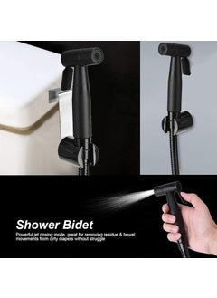 Zibuyu ZIBUYU® Jet Spray for Toilet, Handheld Toilet Jet Spray Stainless Steel Easy Grip, Leak Proof, Bathroom Shower Head with Hose Bidet Toilet Sprayer Faucet Toilet Bidet - Black  - Image 2