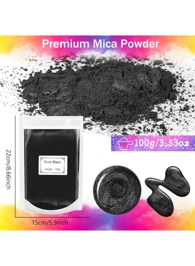 100 g Mica Powder - Metallic Epoxy Resin Pigment Pigment Epoxy Soap, Soap Dye, Powder Dye for Resin Making, Jewellery, Soap, Slime, Bombs, Bath, Candles (Black)  - Image 3