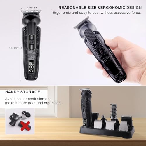 Hatteker 8 in 1 Beard Trimmer Set - Men's Electric Hair and Body Grooming Kit With Nose Trimmer - Waterproof, Adjustable Speed - Image 4