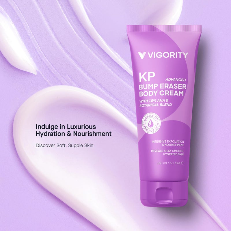 Vigority KP Bump Eraser for Keratosis Pilaris: Body Moisturizer Exfoliating Cream - KP Bump Be Gone Treatment for Bumpy Dry Rough Skin - Image 3