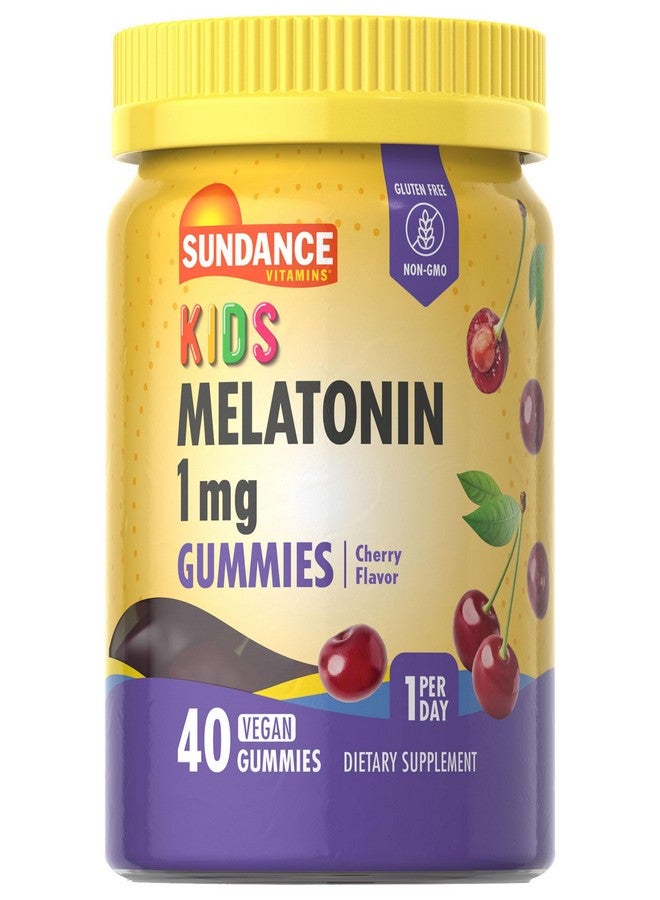 Sundance Kid's Melatonin Gummies 1mg | 40 Count | Cherry Flavor | Vegan, Non-GMO, and Gluten Free Supplement