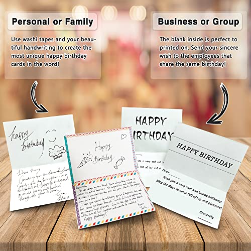 feela Birthday Cards Bulk, 160 Pack 40 Designs Happy Birthday Card Assortment Box with 160 Blank Envelopes 168 Pieces of Stickers 6 Washi Tapes, 4 X 6 Inches Greeting Cards For Girls Family Friends - Image 5