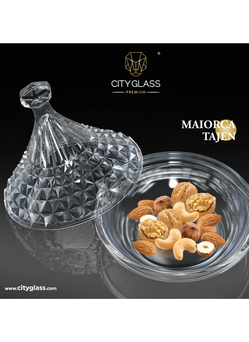 CITY GLASS City Glass Maiorca Tajin Set - Transparent Glass Bowl with Lid, Includes 1 Tajin Bowl + 1 Cover, 200 ML, Elegant Design for Serving Appetizers, Sauces & Small Dishes, Durable & Stylish Glassware  - Image 4