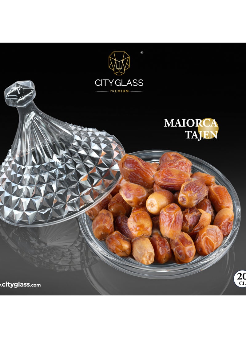 CITY GLASS City Glass Maiorca Tajin Set - Transparent Glass Bowl with Lid, Includes 1 Tajin Bowl + 1 Cover, 200 ML, Elegant Design for Serving Appetizers, Sauces & Small Dishes, Durable & Stylish Glassware  - Image 3