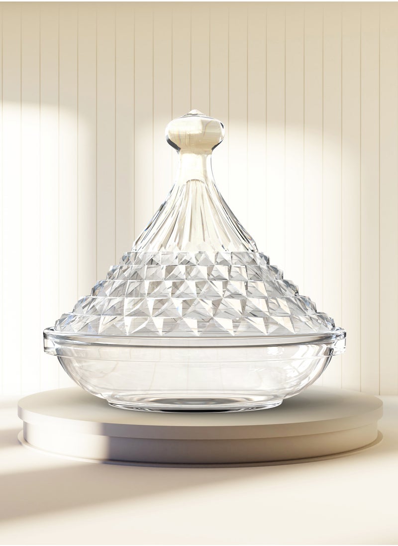 CITY GLASS City Glass Maiorca Tajin Set - Transparent Glass Bowl with Lid, Includes 1 Tajin Bowl + 1 Cover, 200 ML, Elegant Design for Serving Appetizers, Sauces & Small Dishes, Durable & Stylish Glassware  - Image 2