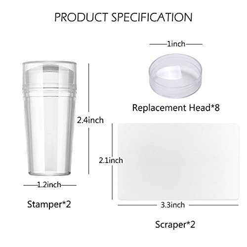 Buransh Nail Art Tool Stamps Kit Transparent Silicone Visible Body Jelly with Acrylic Scrapers French Replaceable Stamper Heads Stamping Polish Manicure Best Product for Girl Female Bridal Gift - Image 3