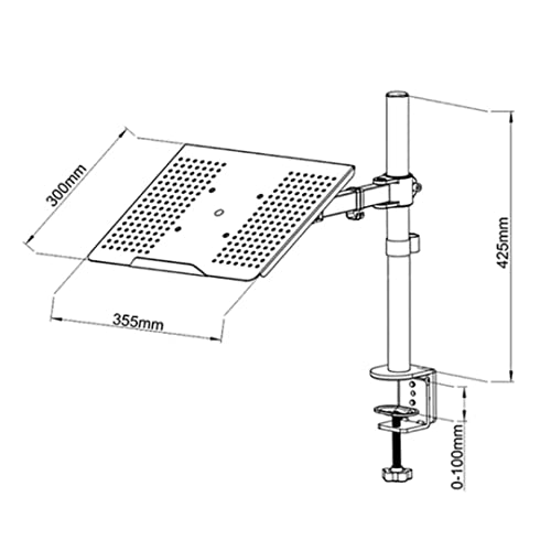 Gadget Wagon Laptop Desk Arm with Clamp and Grommet, Swivel and Tilt Function (Arm with Laptop Tray) - Image 2